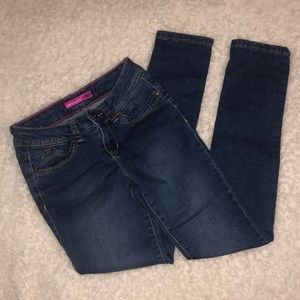 girls dark wash jeggings